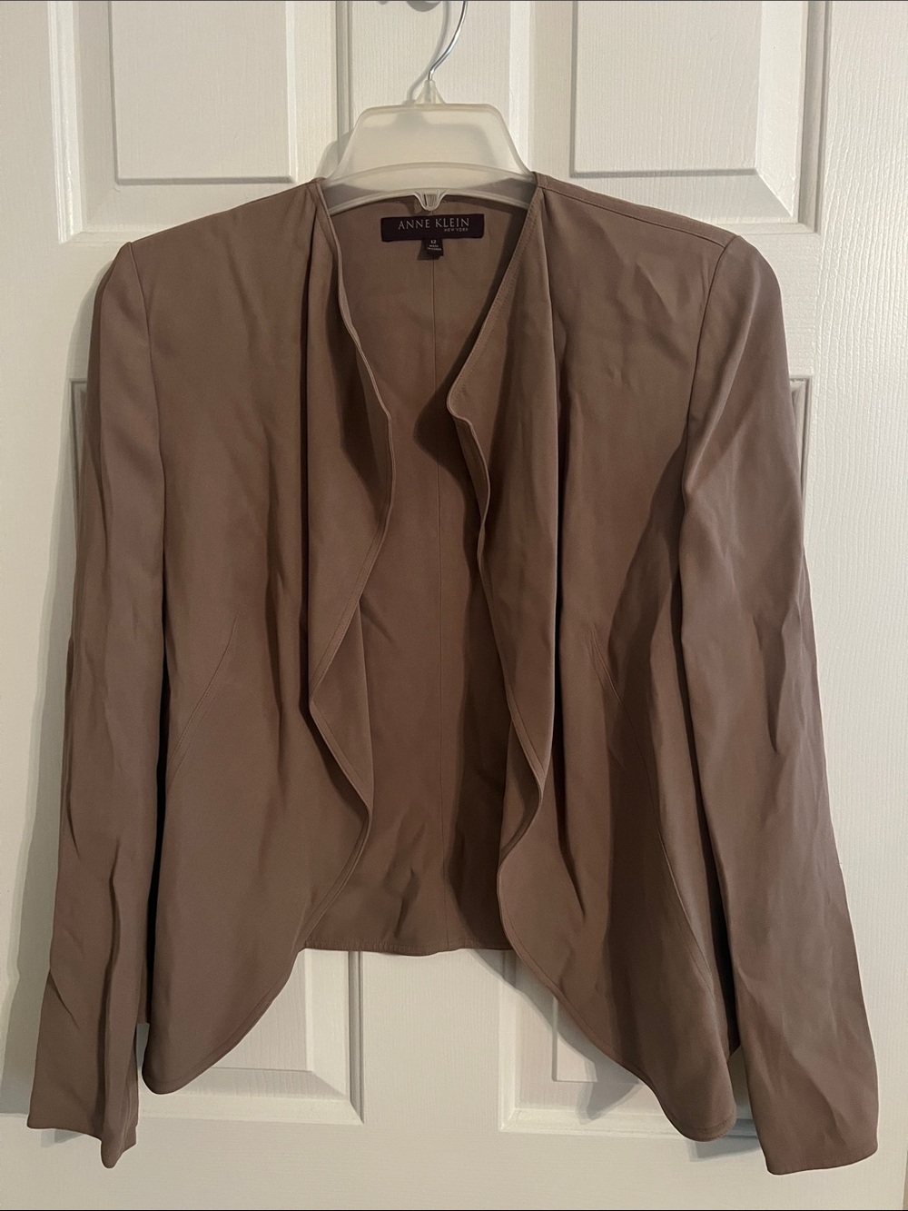 Anne Klein Mauve-Taupe Open Front Draped Blazer